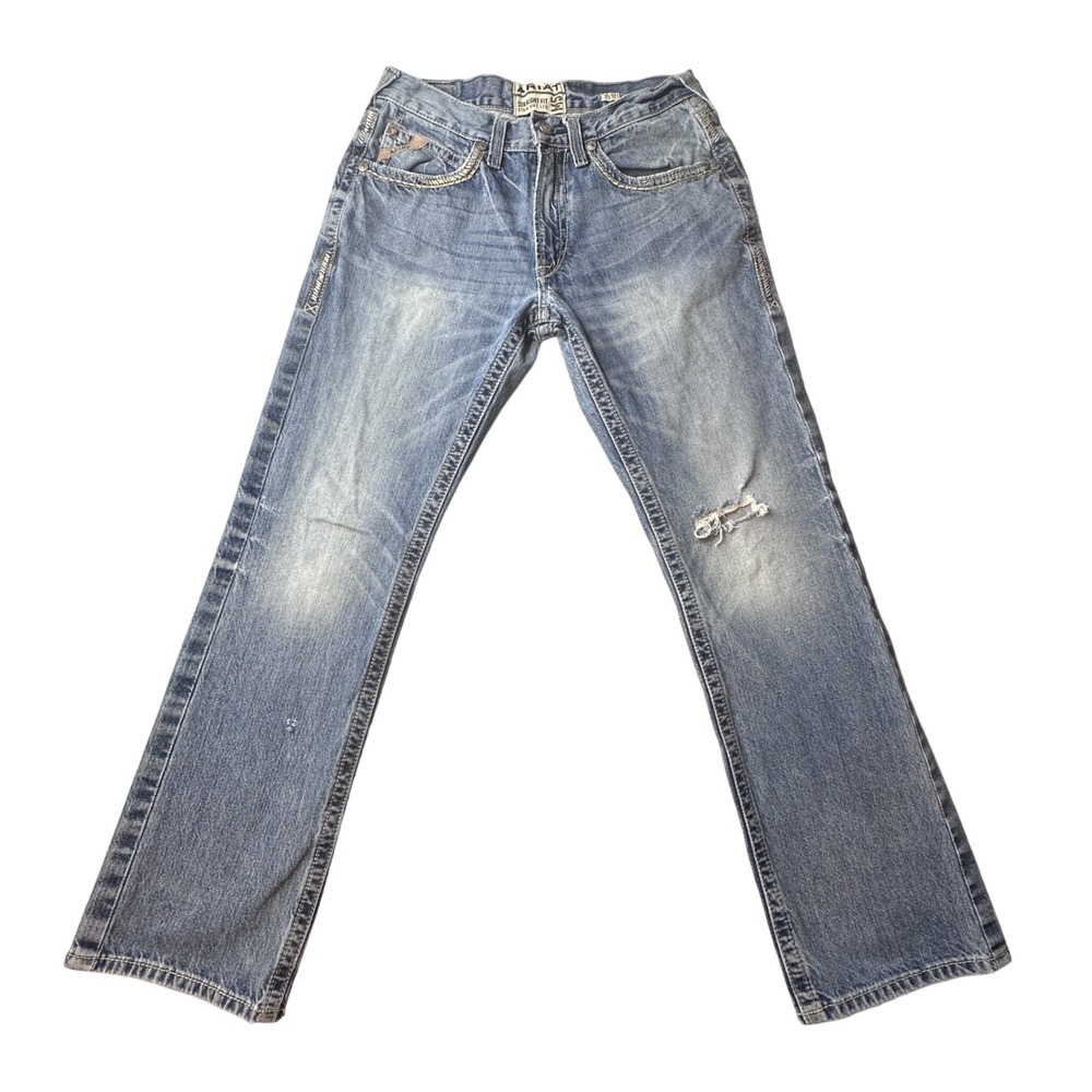 Ariat M5 Jeans Mens 31x32 Blue Ridgeline Straight Gambler Distressed 10012703